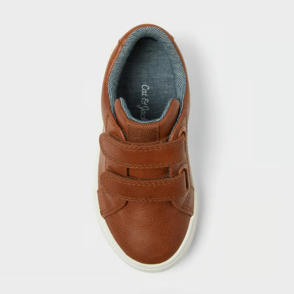 Cat & Jack Toddler Calvin Sneakers Cognac 12 Hook & Loop Closure Flocked Outsole - Picture 3 of 5